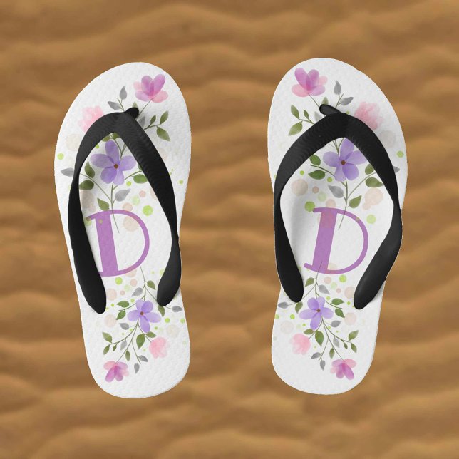 Chanclas Para Niños Letra inicial D Plus Diseño floral (Subido por el creador)