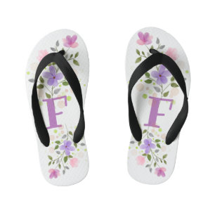 Chanclas Para Niños Letra inicial F Plus Diseño floral