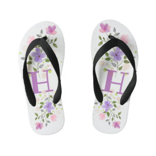 Chanclas Para Niños Letra inicial H Plus Diseño floral