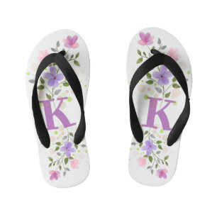 Chanclas Para Niños Letra inicial K Plus Diseño floral
