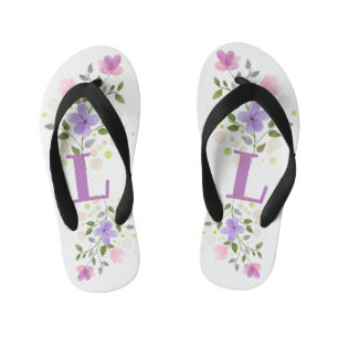Chanclas Para Niños Letra inicial L Plus diseño floral