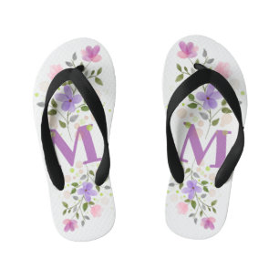 Chanclas Para Niños Letra inicial M Plus Diseño floral