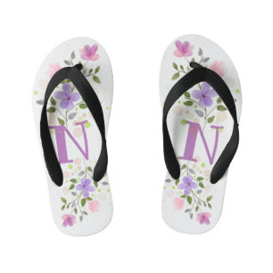Chanclas Para Niños Letra inicial N Plus Diseño floral