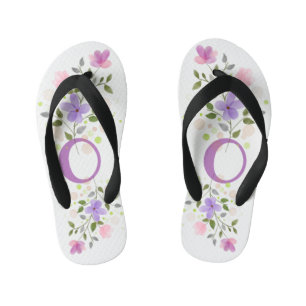 Chanclas Para Niños Letra inicial O más diseño floral