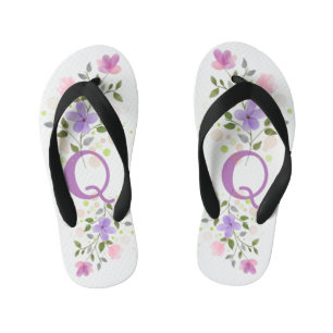 Chanclas Para Niños Letra inicial Q Plus Diseño floral