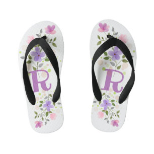 Chanclas Para Niños Letra inicial R Plus Diseño floral