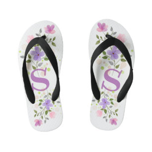 Chanclas Para Niños Letra inicial S Plus Diseño floral