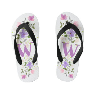 Chanclas Para Niños Letra inicial W Plus Diseño floral