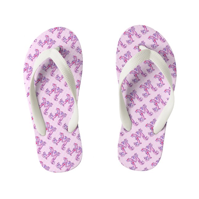 Chanclas Para Niños Letra M monograma flip flop thongs (Plantilla)