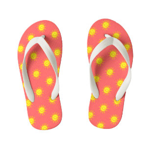Chanclas Para Niños Lindo Sol Sonriente Cara Feliz Coral Playa