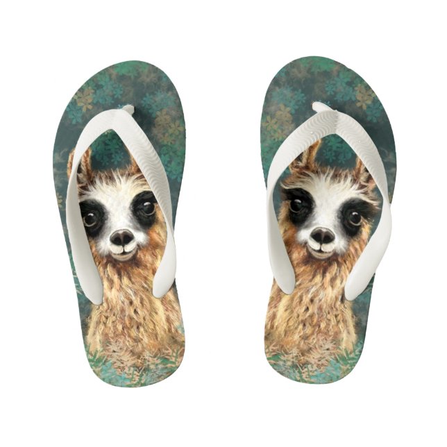 Chanclas Para Niños Llama a bebé curiosa - linda (Plantilla)