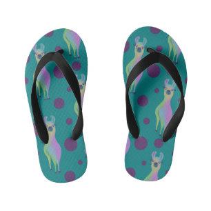 Chanclas Para Niños Llama loca sobre azul turquesa