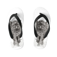 Lobo negro enojado en la nieve, invierno salvaje