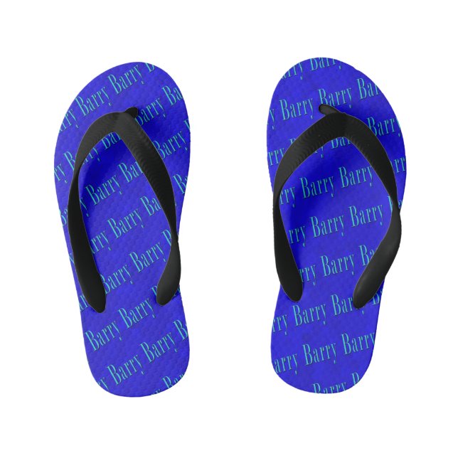 Chanclas Para Niños Logotipo del nombre Barry sobre mosaico azul, (Plantilla)
