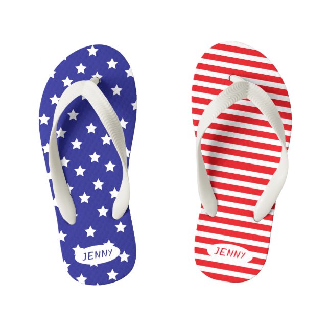 Chanclas Para Niños Los niños patrióticos se vuelcan con nombre (Plantilla)