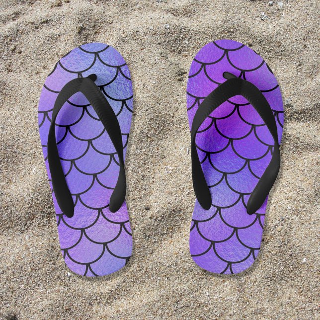 Chanclas Para Niños Magenta Púrpura Azul Irlandés Escales De Sirena (Bluish Purple Mermaid Scales Pattern)