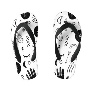 Chanclas Para Niños Manos mágicas, luna, patrón étnico.