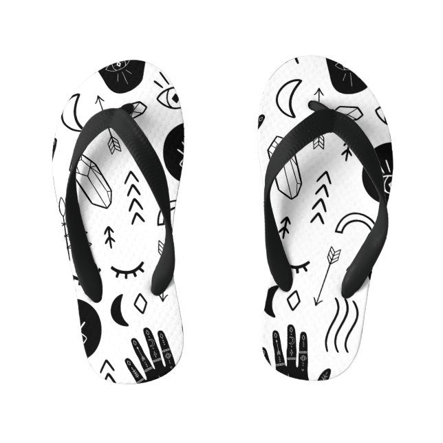 Chanclas Para Niños Manos mágicas, luna, patrón étnico. (Plantilla)