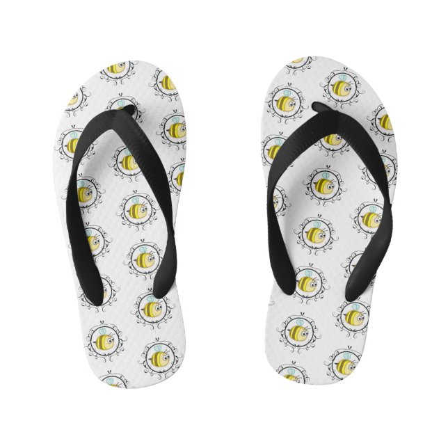 Chanclas Para Niños Manosee los flips-flopes de la abeja (Plantilla)