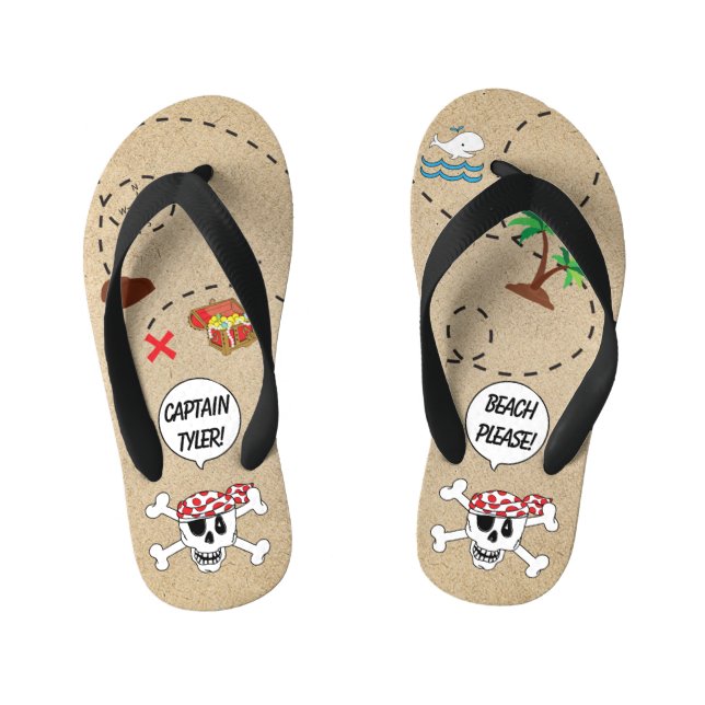 Chanclas Para Niños Mapa pirata de niños volteando (Plantilla)