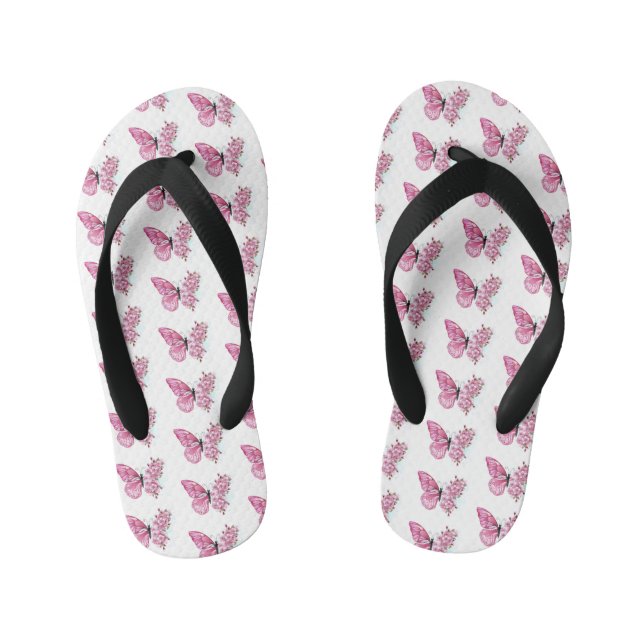 Chanclas Para Niños Mariposa de flores con Sakura rosa (Plantilla)