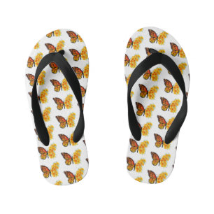 Chanclas Para Niños Mariposa Flor con Amapola de California Amarilla