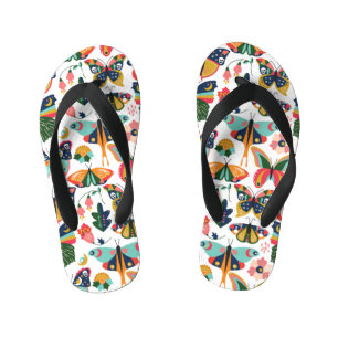 Chanclas Para Niños Mariposas Boho: Patrón de papel tapiz sin costura.