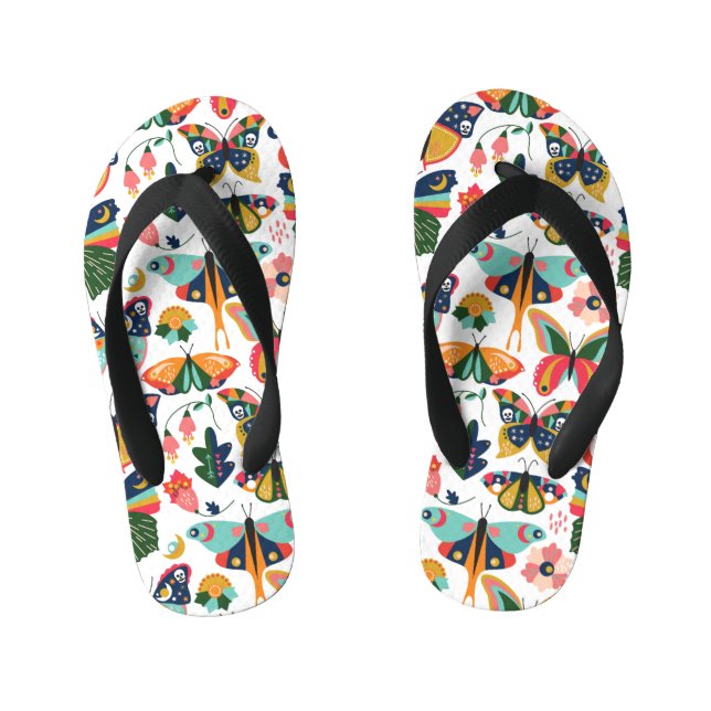 Chanclas Para Niños Mariposas Boho: Patrón de papel tapiz sin costura. (Plantilla)