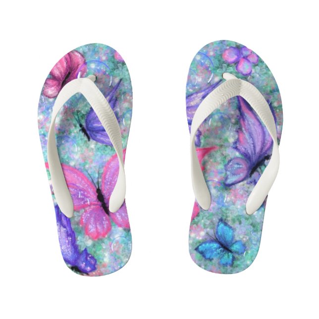 Chanclas Para Niños Mariposas Coloridas Volando Flip Flops - Alegría (Plantilla)
