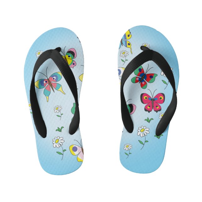 Chanclas Para Niños mariposas divertidas al fondo del cielo (Plantilla)