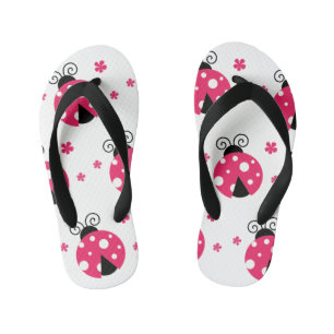 Chanclas Para Niños Mariquitas rosadas lindas y flores