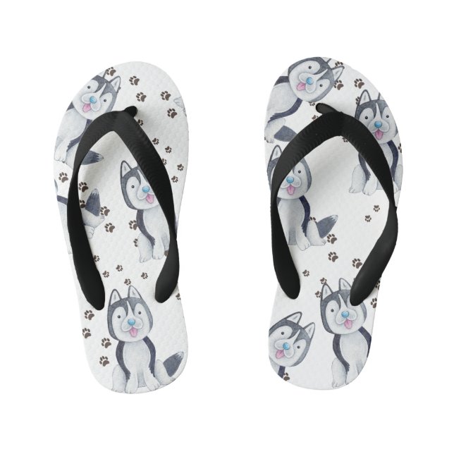Chanclas Para Niños Mascota Siberiano Husky Cuppy Perro Rastreando Pin (Plantilla)