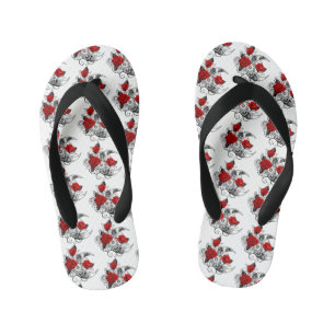 Chanclas Para Niños Media luna mecánica con rosas rojas