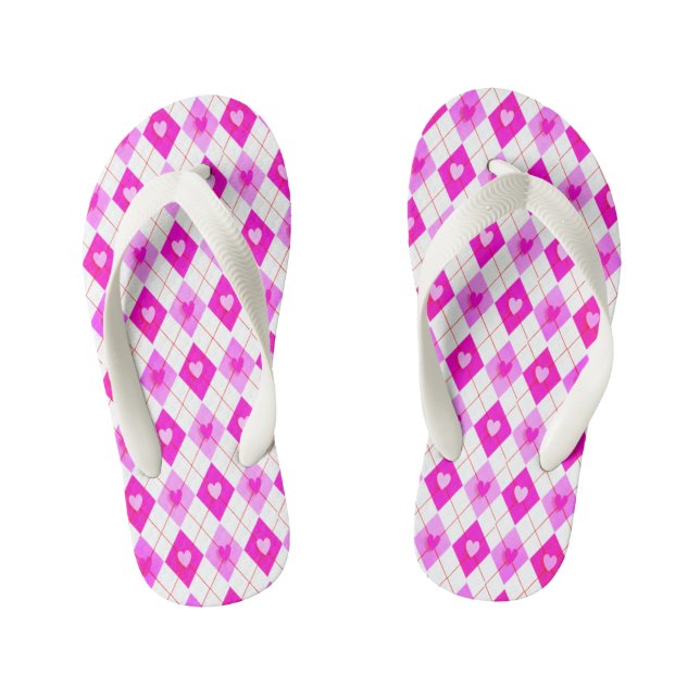 Chanclas Para Niños Medias con Estampado de Diamantes Corazones Argyle (Plantilla)