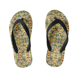 Chanclas Para Niños Mercado de Flores Vintage Amarillo Flor Botánica
