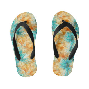 Chanclas Para Niños Moda Turquesa Peach Naranja Floral