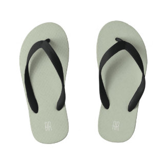 Chanclas Para Niños monograma simple de sabio plateado