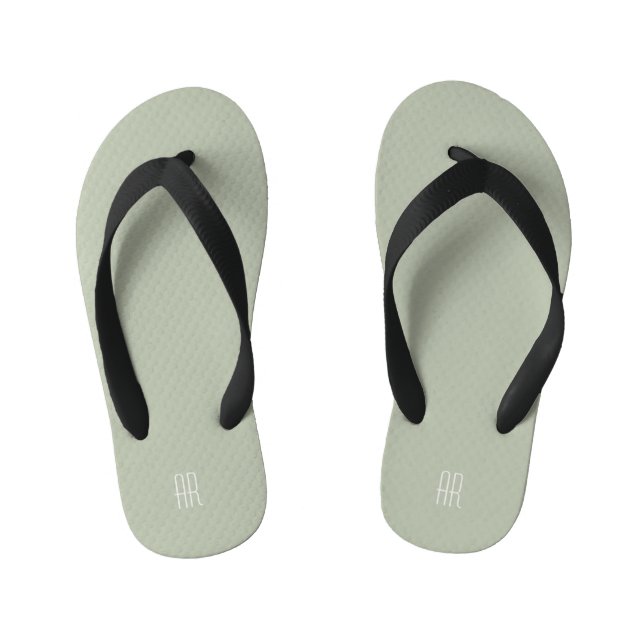 Chanclas Para Niños monograma simple de sabio plateado (Plantilla)