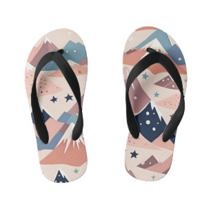 Chanclas Para Niños Montañas nevadas lindas y patrón de estrellas rosa