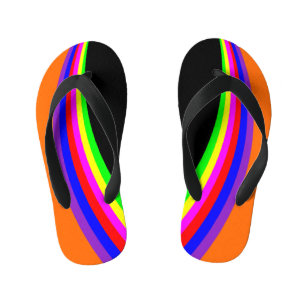 Chanclas Para Niños Naranja de banda de color de arcoiris geométrico m