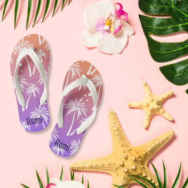 Chanclas Para Niños Naranja del árbol de palmeras blancas tropicales y (Subido por el creador)
