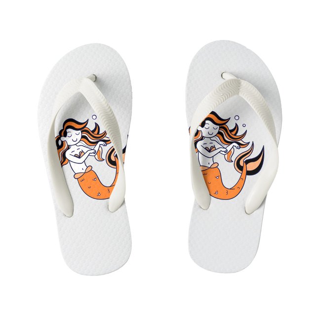 Chanclas Para Niños Naranja Hair Mermaid (Fantasy Mermaid with Orange Hair Kids Flip Flops!)