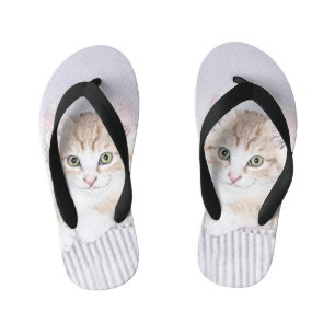 Chanclas Para Niños Naranja Tabby Kitten Pintura - Arte Gato Original