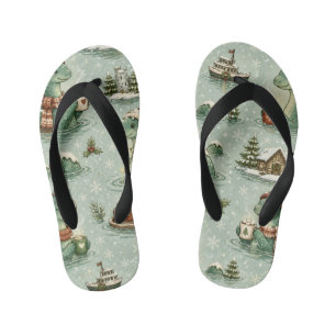 Chanclas Para Niños Navidad Nessie Monstruo del Lago Ness Acogedores C