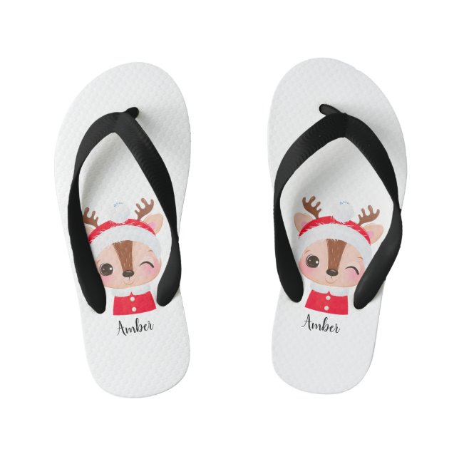 Chanclas Para Niños Navidades cortos Santa Reindeer Head (Plantilla)