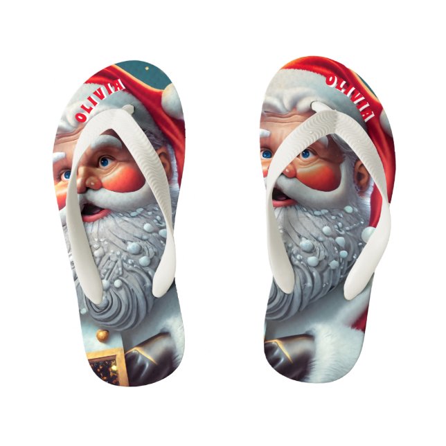 Chanclas Para Niños Navidades de Santa Claus personalizados (Plantilla)