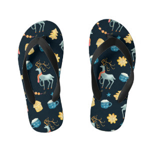Chanclas Para Niños Navidades Deers: Patrón de color de agua sin foco