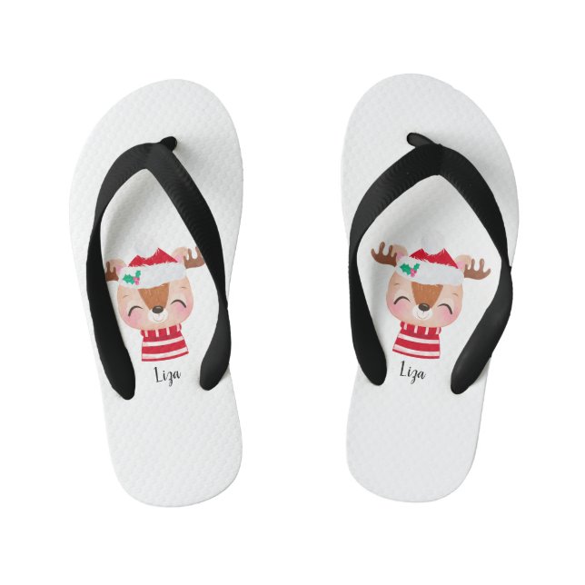 Chanclas Para Niños Navidades sonriendo cara de reno (Plantilla)