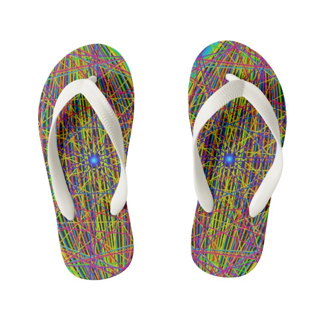 Chanclas Para Niños Neon Web Fractal (Plantilla)