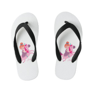 Chanclas Para Niños Niña linda de pelo naranja montando un unicornio